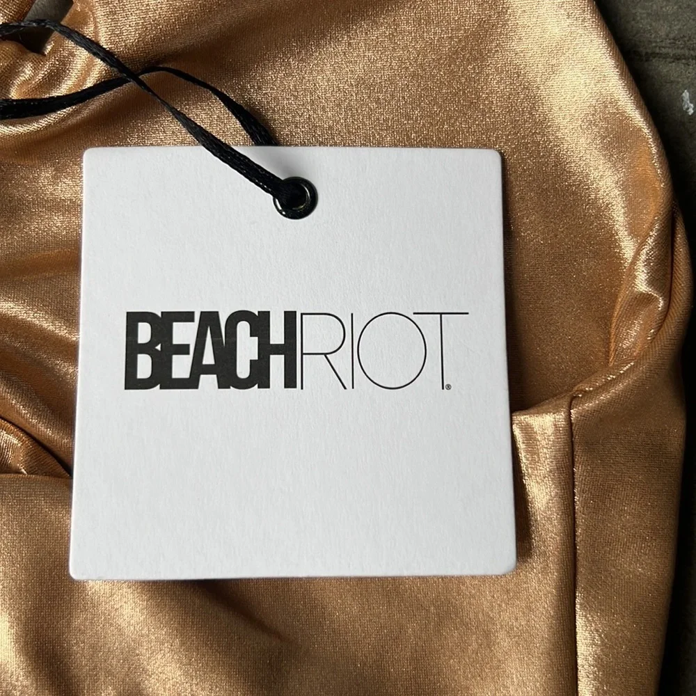 Beach Riot Metallic Rose Gold Nicolette Bra/Cropped Top Sz S NWT